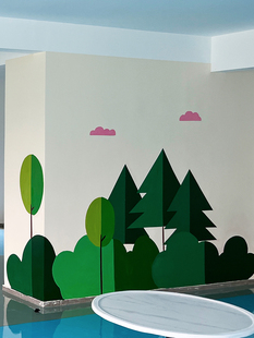 小区架空层墙绘儿童娱乐墙体彩绘玄关背景墙美化涂鸦室内清新壁画