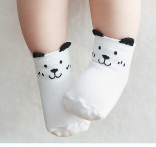 儿童韩国卡通宝宝袜秋冬季 婴儿袜子全棉透气短筒儿童防滑地板袜子