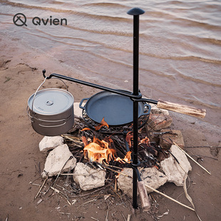 Qvien户外露营便携式 烧烤架可拆卸铸钢烤盘架多功能置物烤盘架