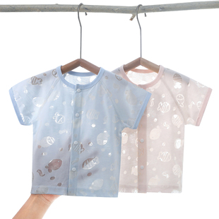3岁幼儿夏装 上衣0 婴儿短袖 半袖 薄款 上衣夏季 男女宝宝开衫 镂空T恤