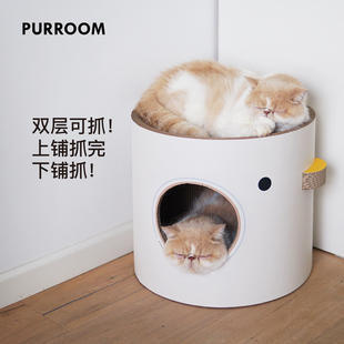 PURROOM原创小鸡桶双层猫抓板猫窝磨爪高强度瓦楞纸硬纸箱猫玩具