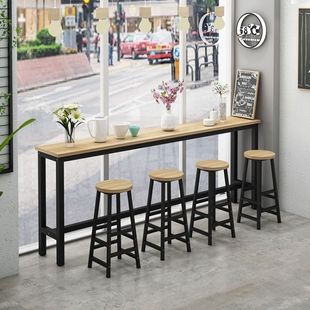 家用客厅高脚桌简约酒吧餐桌奶茶店桌椅组合长条桌窄桌靠墙吧台桌