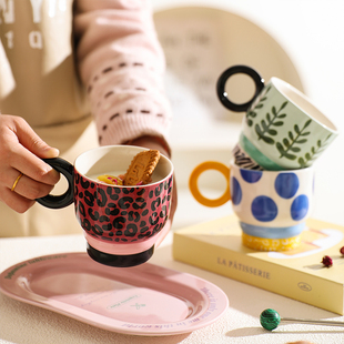 舍里陶瓷马克杯情侣杯子家用喝水杯办公室小众设计感咖啡杯茶杯子