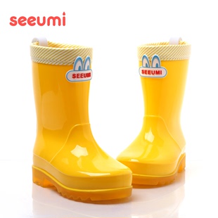 雨靴带闪灯大小孩男童女童韩国日本水靴胶鞋 新款 Seeumi 儿童雨鞋