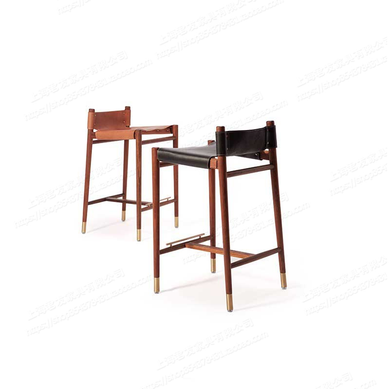 北欧现代轻奢吧椅 极简创意实木酒吧椅前台高脚椅吧台椅中岛台椅