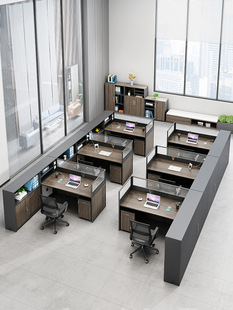 新款 职员桌办公桌员工桌四人位4人6办公室简约财务桌加厚屏风桌椅