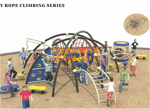 幼儿园钢丝攀爬网儿童户外塑料攀爬大型非标组合滑梯爬网游乐设施