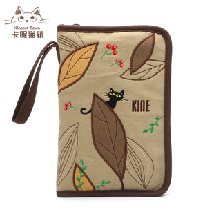 特价 kine猫正品 纯棉布可爱卡通 大容量女手机包护照包证件卡包