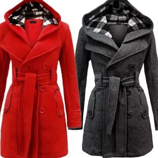 3XL women double autumn jacket coat winter hooded breaste