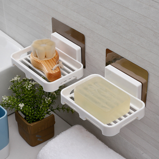 双层沥水香皂盒强力吸盘壁挂式 创意卫生间浴室免打孔肥皂盒置物架
