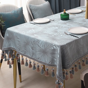 茶几桌布艺现代简约北欧轻奢华台布美式 长方形西餐桌布椅套罩