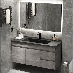 卫浴室柜组合套装 卫生间洗脸池洗手洗漱台岩板一体盆现代简约轻奢