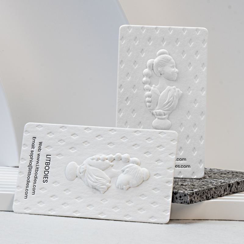个性 浮雕名片定制绵纸凹凸轻奢风卡片设计制作公司物料烫金工艺