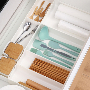 日式 塑料直角抽屉收纳分隔整理盒厨房餐具筷子勺子分类杂物化妆品