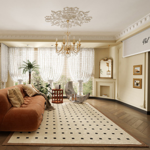 简约奶油风地毯客厅茶几垫轻奢家用地毯北欧现代卧室房间ins地垫