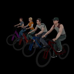 骑自行车人物动画3dsmax动画模型骑自行车3d人物动画线形骨骼绑定