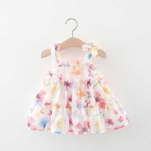 无袖 雪纺蛋糕连衣裙新款 吊带公主裙子 小宝宝洋气童装 婴儿女童夏季