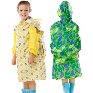 儿童雨衣时尚 印花带书包位幼儿园中小学生徒步加厚大檐帽防水雨披