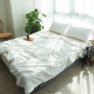高品质毯子拍照背景毛毯薄被子云貂绒法莱绒床单 白色加厚410g