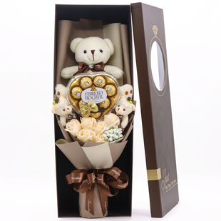 糖果巧克力花束礼盒小熊玩偶卡通娃娃公仔送女生女朋友生日礼物