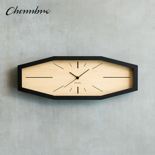 日本制CHAMBRE实木日式 创意八角装 饰钟客厅挂钟时尚 卧室静音时钟