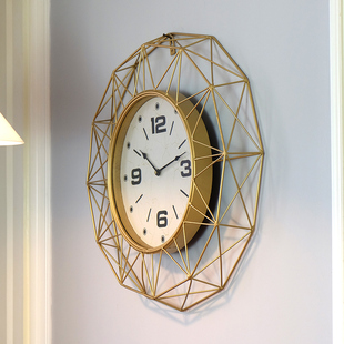 北欧简约创意轻奢几何个性 铁艺时钟大尺寸客厅时尚 挂钟墙钟装 饰表