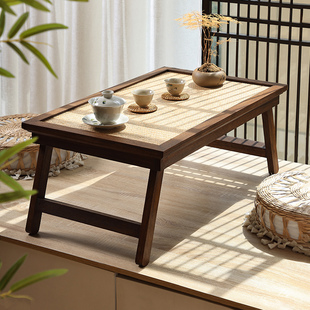 日式 禅意家用折叠炕桌矮桌飘窗小茶几榻榻米桌子阳台茶桌实木茶台
