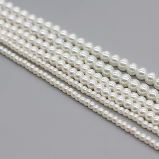 珍珠色玻璃珍珠 仿珍珠直孔珍珠人造珍珠手链项链散珠串珠材料diy