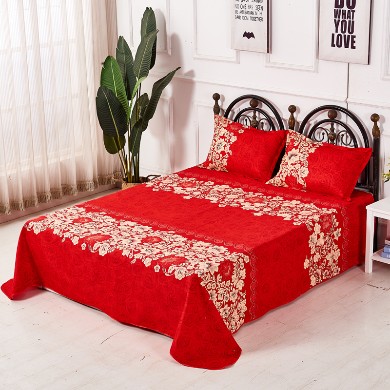 大红色床单单件双人1.8m2米床结婚喜庆大炕单4米加厚磨毛婚庆被单