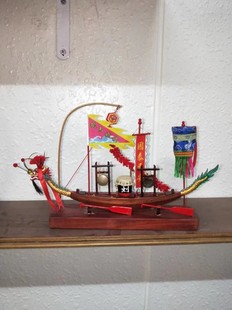 小龙船摆件龙船模型木雕