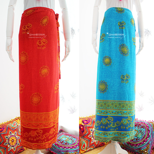 泰国一片裙包裹裙马代普吉巴厘岛海边度假披肩棉大象半身筒裙纱笼