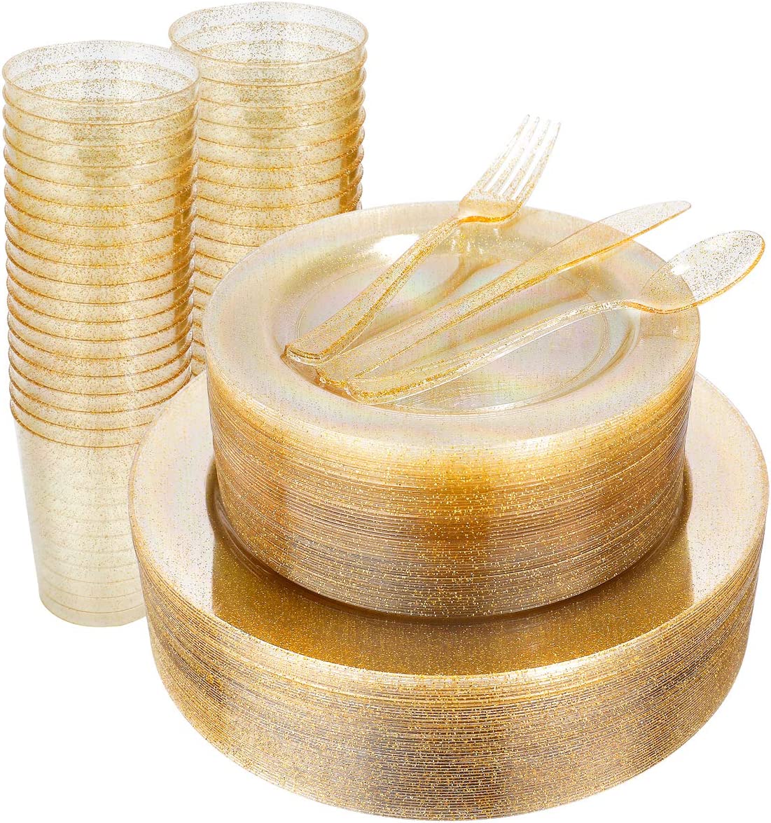 包邮 一次性金粉盘硬质塑料仿瓷金色镂空西餐盘牛排盘金粉餐盘25个