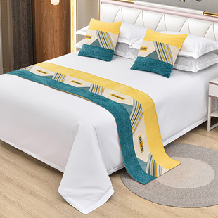 床尾巾酒店床上用品欧式 轻奢北欧家用宾馆床搭高档奢华床旗床盖垫