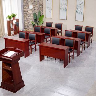 定制条桌简约会议桌椅组合培训桌实木长条木皮桌油漆条形双人课桌