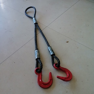 起重搬运钢丝绳索具一拖二挂钩卸扣吊装 绳套工地车间维修吊车工具