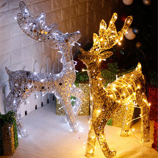 圣诞铁艺麋鹿1.2米圣诞节商场酒点大堂场景布置道具发光圣诞鹿1米