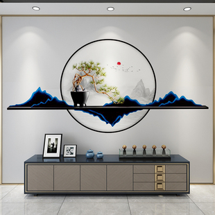 饰壁画8d新中式 电视背景墙壁纸客厅沙发墙纸 茶室办公室抽象山水装