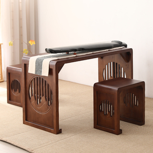 中式 古琴桌凳共鸣桐木仿古国学桌古筝桌子书法长桌书画桌禅意茶桌