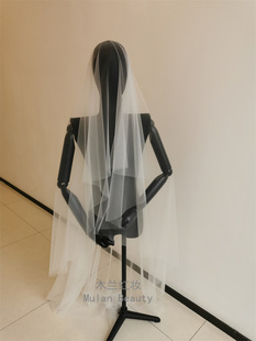 清透垂软网外景凹造型婚纱摄影道具头纱新娘婚礼现场长头纱可定制