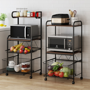厨房置物架落地式 可移动多层收纳架烤箱微波炉碗碟柜子储物架神器