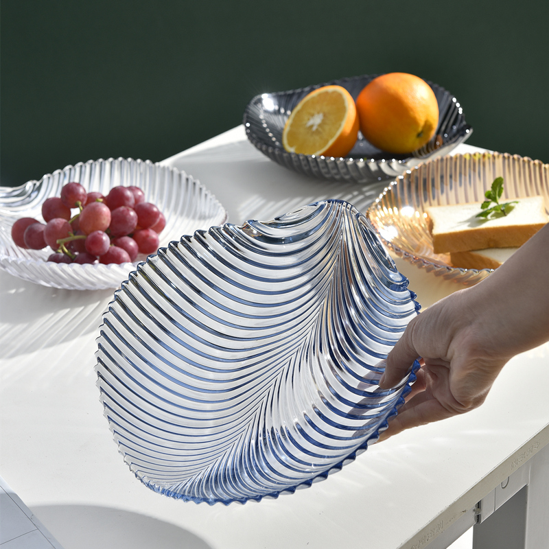水果盘轻奢风玻璃盘子现代客厅家用茶几网红创意零食盘瓜子果盘