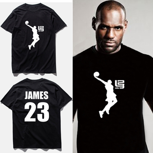 詹姆斯短袖 T恤男装 23号湖人队篮球训练服打底衫 运动健身体恤