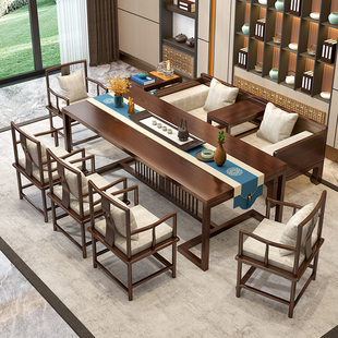 新中式 罗汉床沙发实木茶桌办公室客厅家用功夫禅意茶台茶桌椅组合