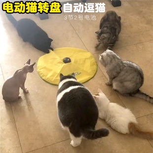 电动猫转盘逗猫棒猫猫玩具自动逗猫器猫咪自嗨神器大猫小猫用品