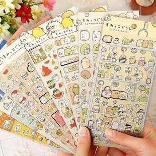 日本角落生物韩国文具手帐日记装 饰烫金卡通动物西瓜纸质贴纸贴画