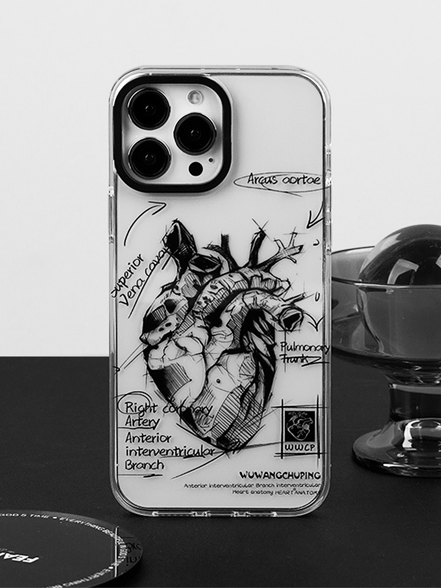 悟望初品原创意心脏示例图适用iPhone15promax苹果13pro双层图案12promax保护镜头盖14plus全包边ins风手机壳
