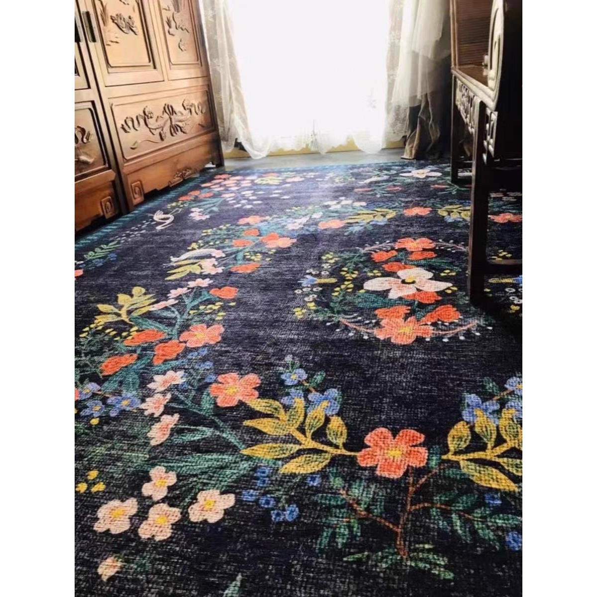 法式 复古客厅地毯北欧民族风卧室床边毯摩洛哥地垫加厚仿羊绒地毯