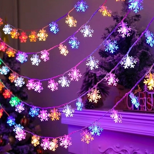 LED圣诞节雪花圣诞树铃铛灯串节日彩灯闪灯房间卧室装 饰灯小夜灯