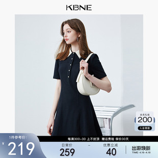 KBNE连衣裙女黑色学院风polo裙子2024夏季 新款 短袖 小黑裙连身裙