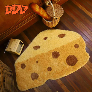 DDD 卡通可爱黄奶酪卧室地垫床边浴室芝士脚垫防滑易打理植绒地毯